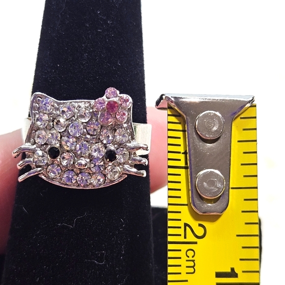 Hello Kitty - Silver Tone Adjustable Rhinestone Ring - Picture 12 of 12